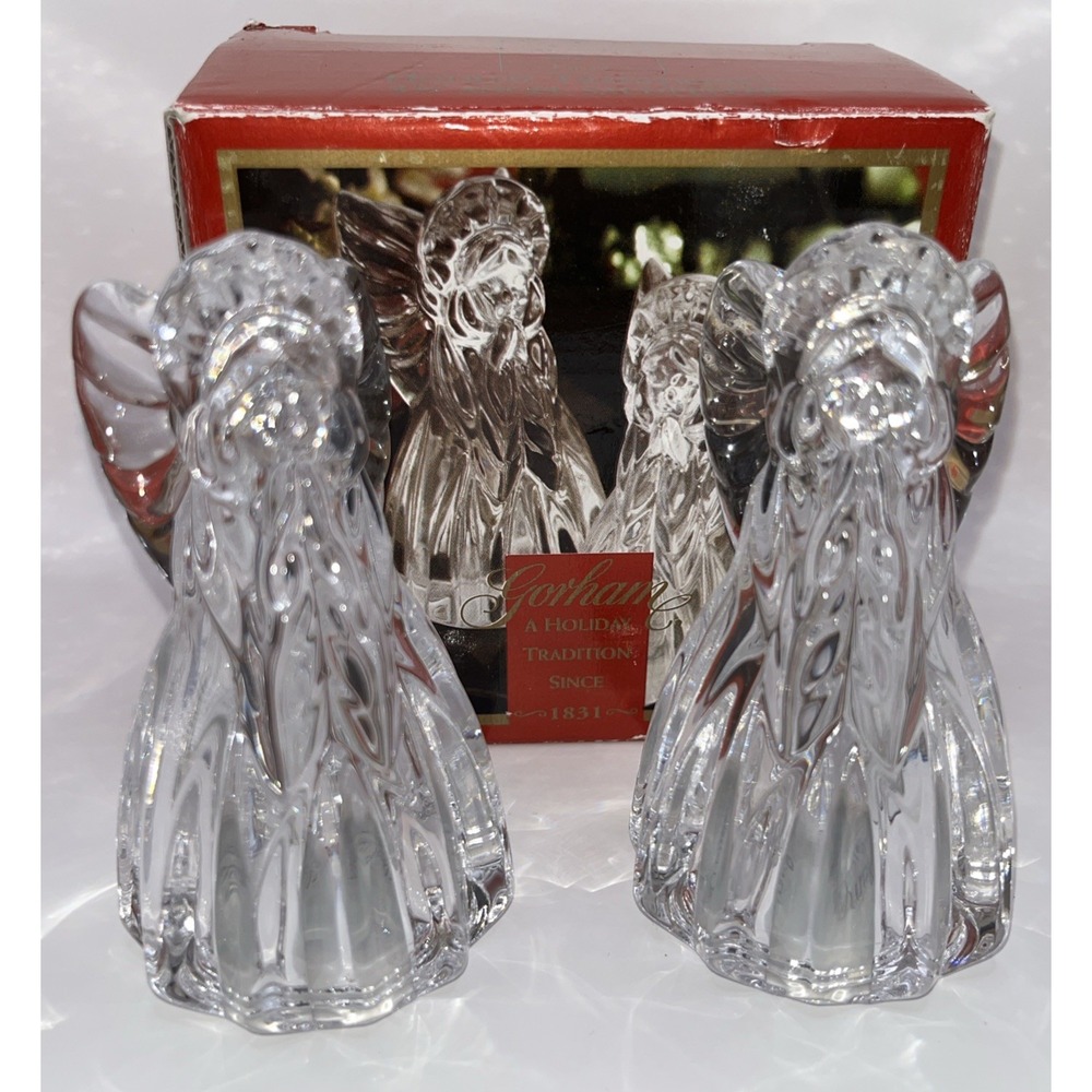 GORHAM CRYSTAL‎ Holiday Traditions Angel Salt & Pepper Shakers Christmas Germany